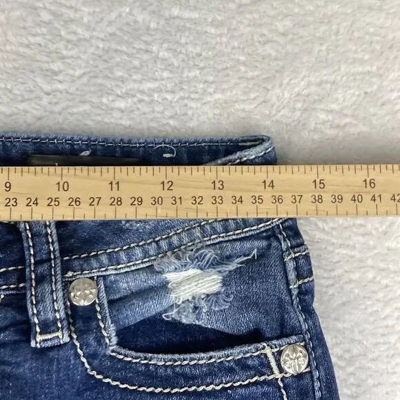 Miss Me Jean Shorts Womens Heaven Mid Short Cut Off Blue‎ Size 28 - Picture 3 of 12